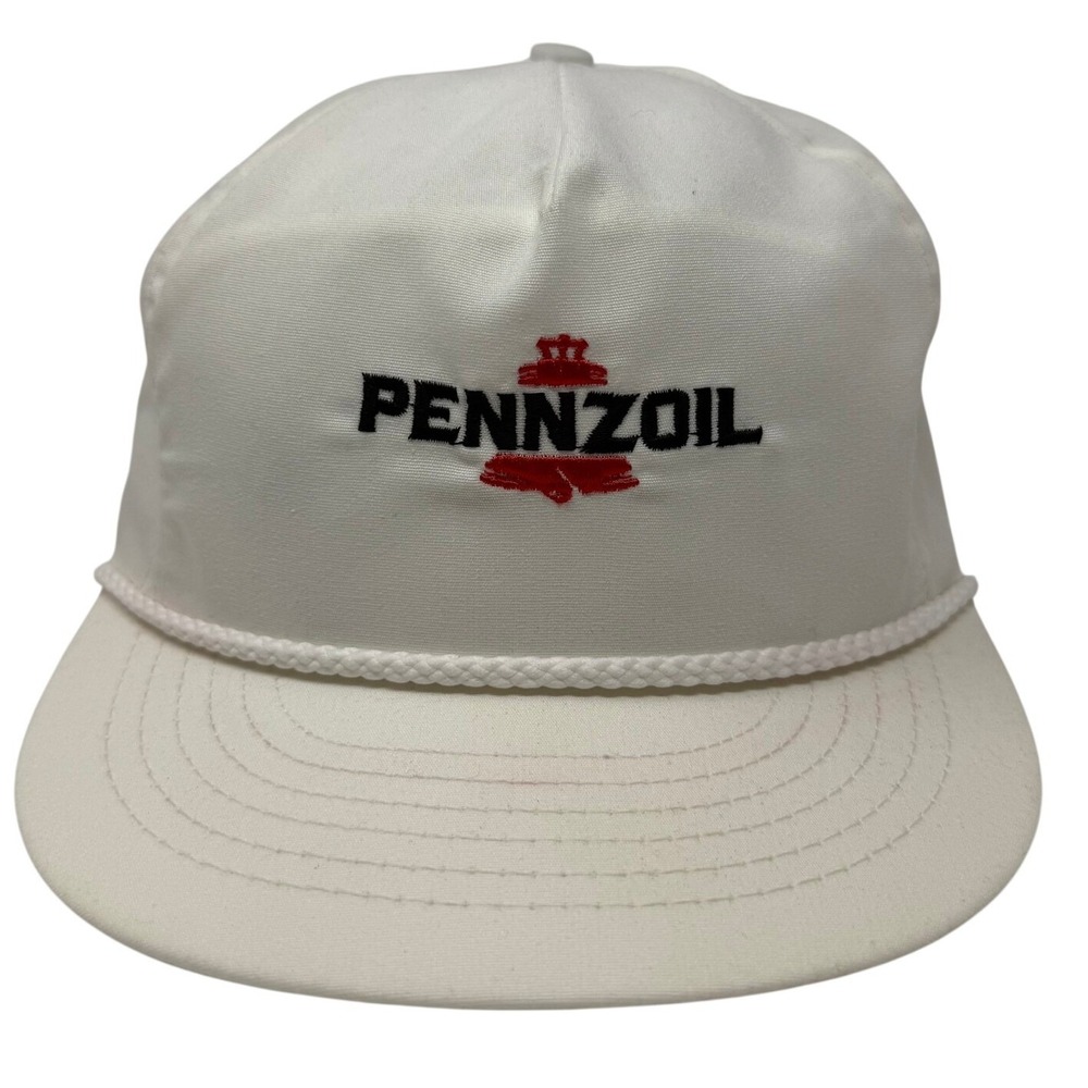 Pennzoil Hat Mens White Vintage Rope Snapback Swingster USA